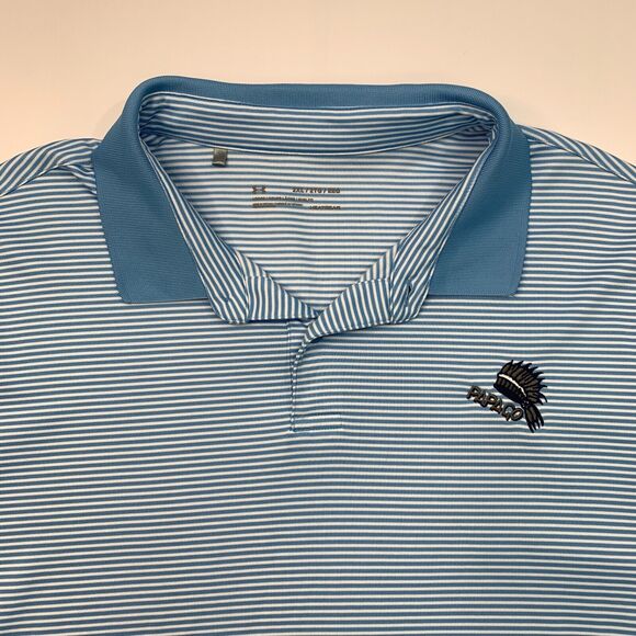 Under Armour Shirt Men 2XL XXL Blue/White Striped HeatGear Performance Golf Polo - Picture 4 of 11